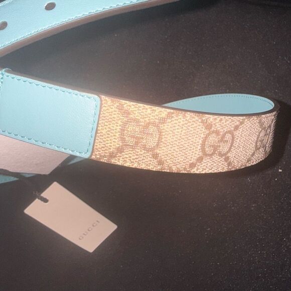 Brand new Gucci Blue and Gold Belt with Iconic GG Buckle size 65 main image 7